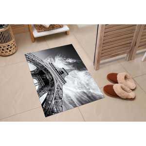 Tapis imprimé Tour Eiffel Paris - Tapis antidérapant noir et blanc, tapis en chenille - Product Image 5