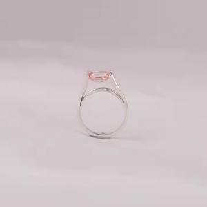 Bague solitaire en diamant cultivé en laboratoire certifié 2.35 CT rose taille émeraude en serti d'or massif 14KT pour bague de fiançailles pour filles - Product Image 2