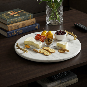 Plateau décoratif de luxe en marbre naturel le plus populaire, design moderne élégant, couleurs et logo personnalisables, service OEM, vente en gros - Product Image 2