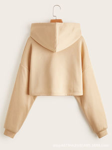 Sudadera con Capucha Corta Personalizada con Logotipo Profesional para Mujer, Chaqueta de Invierno de Manga Larga con Cremallera de Alta Calidad, Estilo Casual con Logotipo Delantero y Trasero - Product Image 4