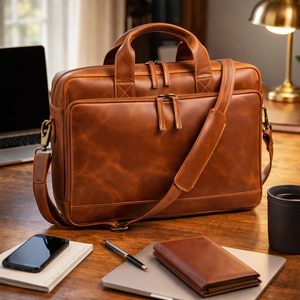 Genuine Leather Unisex <b>Messenger</b> Laptop Shoulder Office <b>Bag</b> - Product Image 1