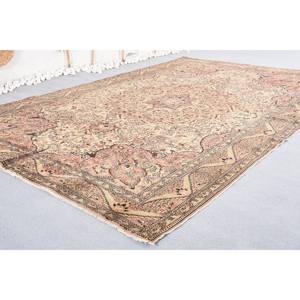 Alfombra clásica de lana turca Vintage Beige marrón 6,5 'X 10,1 'Diseño de retales de tejido plano para sala de estar alfombra de yute respaldo de látex - Product Image 3