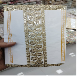 Floral sur mesure conçu avec des lacets brodés de travail de séquence pour embellir les robes de mariée en largeur de 1.75 pouces pour la revente aussi - Product Image 5