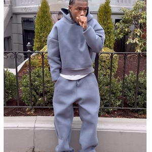 Survêtement pour hommes 2 pièces polaire à capuche tenue survêtement décontracté ensemble jogger costume vêtements de sport en plein air survêtement survêtements - Product Image 2