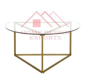 Table basse enduite de poudre bleue cadre en forme de diamant meubles faits à la main modernes en verre - Product Image 5