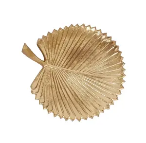 Gold Plated Leaf Shaped Serving Tray Eco-Friendly Longevity Crafting Cake <b>Stand</b> for Home Decor & Special Events Dishes & <b>Plates</b> - Product Image 3