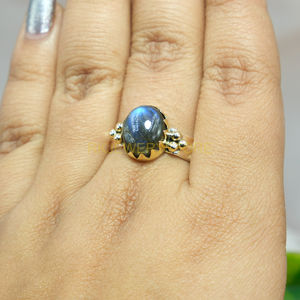 แหวนลาบราดอไรต์ เงินแท้ 925 ประดับลูกทองเหลือง แหวนสัญญาสำหรับเธอ เครื่องประดับลาบราดอไรต์ที่ไม่เหมือนใคร ของขวัญสำหรับผู้หญิง - Product Image 3