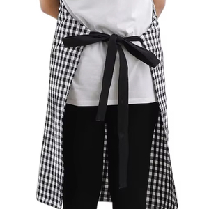 Babero teñido en hilo de algodón 100%, delantal, cintura gris, babero, comida, salón de cocina, peluquero, jardín, barbacoa, PE, LDPE, PU, tela vaquera de PVC, poliéster - Product Image 1