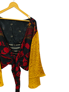 Robe portefeuille indienne tunique sari robe robe de mariée robe de maternité robe cadeau robe de plage fête porter indien imprimé soie sari kimono, - Product Image 4