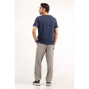 T-shirts amples pour hommes 100 % coton bleu MN-TS-SS25-051 en tissu jersey 300 grammes, motif uni compressé, sérigraphie - Product Image 6