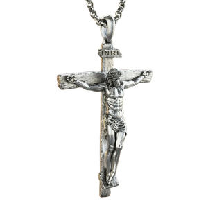 قلادة صليب متينة، قلادة صليب يسوع ثلاثية الأبعاد، هدايا دينية من الفولاذ التيتانيوم المتين، مجوهرات مسيحية - Product Image 1
