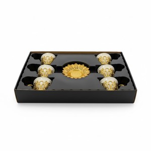 Ensemble de 6 tasses et soucoupes en fonte vintage, comprenant 6 tasses en métal et 6 soucoupes, idéal pour les cafés et les salons de thé - Product Image 6