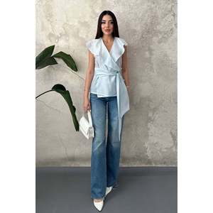 Blusa Azul con Cintura Ajustable - Azul - Product Image 3