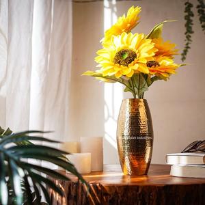 Home Decorative Metal Flower <b>Vase</b> With Hammered Design <b>Gold</b> Finished for Living Room Tabletop Decor Flower <b>Vases</b> - Product Image 5