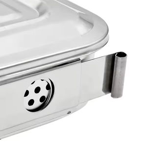 Bandeja de Esterilización Cuadrada Manual de Acero Inoxidable de Grado Médico, Contenedor de Instrumentos Hueco para Uso con Esterilizador Quirúrgico - Product Image 2