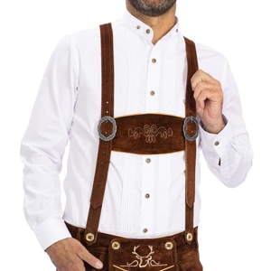 Lederhosen Bávaros de Cuero Vacuno |   Pantalones Cortos Hechos a Mano para Festivales Alemanes |   Proveedor OEM del Kneibund del Oktoberfest - Product Image 5
