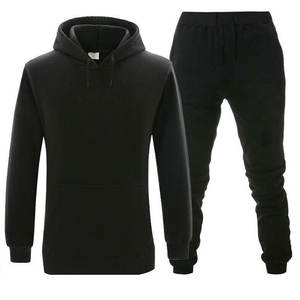 50% coton 50% polyester mélange brodé rouge vêtements de sport sweat-shirt à capuche zippé pour hommes et pantalon de survêtement ensemble - Product Image 3