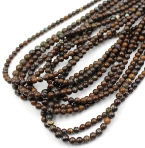 Perles rondes lisses en opale de Boulder naturelle, opale de Boulder australienne, taille des perles 5 mm environ. 14 pouces - Product Image 2