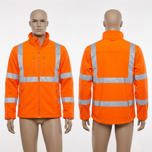 Chaqueta de Trabajo de Alta Visibilidad, Tejido Softshell, 320 GSM, Poliéster y Spandex, Diseño con Paneles Reflectantes, Logotipo Bordado, Impresión por Transferencia de Calor - Product Image 4