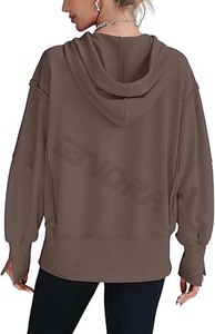Ropa deportiva informal de talla grande para mujer, sudaderas con capucha de algodón suave con técnicas bordadas y lavadas para capas durante todo el año - Product Image 3