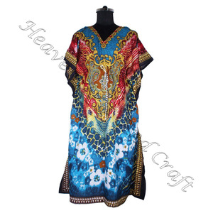 KFL012 Vêtements décontractés imprimés floraux Caftans longs en soie pour femmes Caftan/Caftan longue taille Vêtements en coton Caftan Robe imprimée pour femmes - Product Image 5
