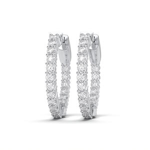 <b>Crisp</b> Diamond Clarity 1.50Ct Round Lab Grown Earrings 14K White Gold Out Hoop Wholesale OEM - Product Image 2