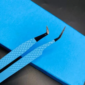 Pince à cils professionnelle en acier noir Nano Grip 45 75 90 degrés Extensions de volume de pointe de fibre pour une utilisation en beauté - Product Image 5