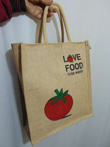 Bolsa de almuerzo de yute ecológica hecha a medida al por mayor bolsa de asas resistente reutilizable plegable para ir de compras - Product Image 2