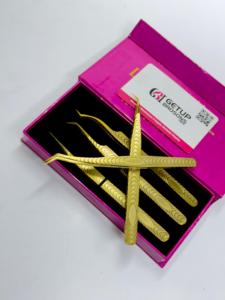 Pince à épiler pour extensions de cils en acier inoxydable de haute qualité, pointe lisse de 10 mm, précision anti-magnétique, finition or plasma, logo personnalisé - Product Image 2