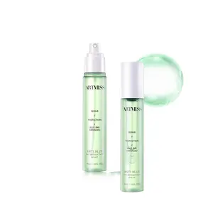 Mỹ phẩm cơ thể mặt Mist Spray kéo dài tạo nên ánh sáng màu xanh bảo vệ cách ly phun cho người phụ nữ