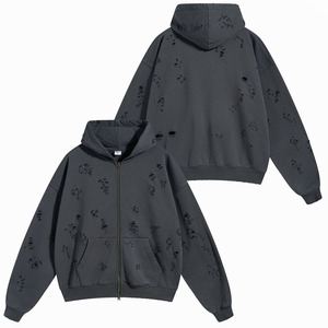 Felpa con cappuccio con cerniera oversize in cotone Vintage con <span class=keywords><strong>Logo</strong></span> personalizzato in cotone Vintage in tinta unita - Product Image 5