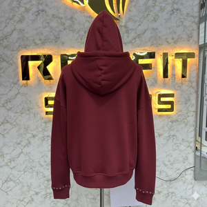 Sweat à capuche zippé délavé de qualité supérieure à prix abordable avec strass, veste zippée en molleton pour homme, streetwear - Product Image 2