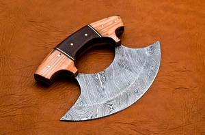 Cortador de Pizza Hecho a Mano con Hoja de Acero de Damasco Forjado y Mango de Madera de Palisandro, Cuchillo de Cocina Personalizado - Product Image 2