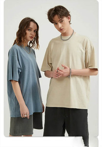 T-shirts décontractés vintage surdimensionnés en coton 100 % pur de haute qualité pour hommes, coupe épaules tombantes, tricoté épais, du fabricant - Product Image 2