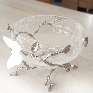 Tazón Decorativo de Diseño de Mariposa en Aluminio con Cristal, Aspecto Moderno, Alta Calidad, Precio al por Mayor - Product Image 1