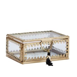 Boîte à bijoux en métal et verre, motif orné Vintage, construction en métal solide et Durable, rangement sûr pour bagues et colliers - Product Image 4