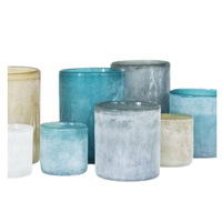 Tempat lilin kaca lapisan mewah Terrazzo dengan tutup logam lilin parafin kustom wadah aroma untuk penggunaan rumah untuk Diwali
