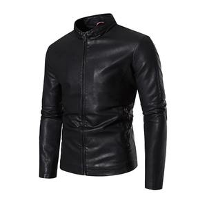 Veste en cuir pour hommes automne et hiver nouvelle version coréenne mince velours col montant jeunesse moto hommes veste en cuir PU - Product Image 5