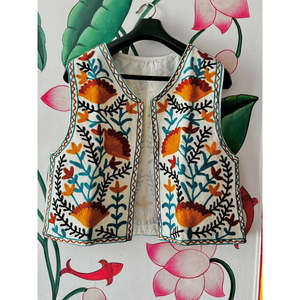 <b>Women's</b> Brown Spring <b>Gilet</b> Plus Size <b>Hooded</b> Vest Embroidery Vintage Decoration Knitted Waistcoat Top Button Style Handmade - Product Image 2