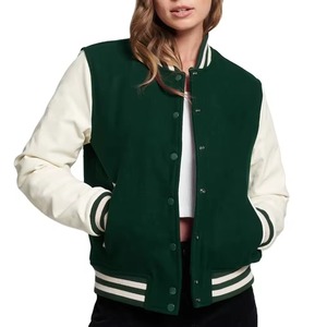 Stylish Women's Letterman Baseball <b>Jackets</b> Breathable Design Fashion Cotton Filling Embroidery <b>Sheep</b> <b>Skin</b> Sleeves Latest <b>Jacket</b> - Product Image 1