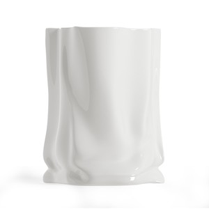 White Minimalist Ceramic Tabletop <b>Vase</b> 24cm with <b>Unique</b> Design - Product Image 1
