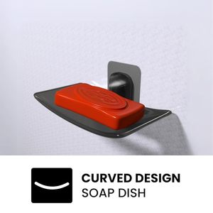 Jabonera Adhesiva de Pared Impermeable de ABS Negro Premium, Perfecta para Soluciones de Organización de Cocina y Baño - Product Image 6