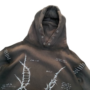 OEM Hoodie imprimé streetwear unique, motif DNA, effet délavé soleil, design à trous en acier, vente en gros, personnalisation en vrac 2026 - Product Image 3