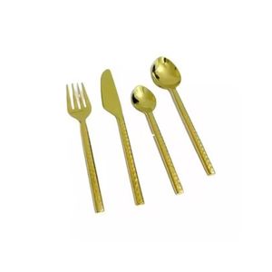 El último juego de cubiertos de metal dorado con diseño de mango martillado Juego de cubiertos elegante Utensilios de comedor modernos para uso en el hogar y eventos - Product Image 1