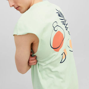 Venta al por mayor de algodón de LICRA de punto sin mangas de los hombres Fitness Tank Top en blanco sólido gimnasio entrenamiento secado rápido transpirable impresión digital - Product Image 2