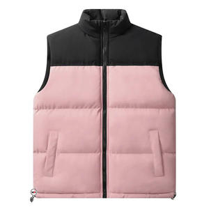 <b>Men's</b> Custom Logo Woolen Sleeveless Winter Jacket Breathable Puffer <b>Waistcoat</b> Front Zipper Pockets Thickened Stand Collar <b>Casual</b> - Product Image 4