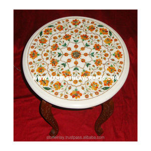 Mesa de mármol hecha a mano con incrustaciones de piedra Dura - Product Image 1