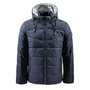 Logotipo personalizado OEM Heren High Street Bomber Puffer Jack Winterjas Capuchon Canvas Effen Patroon Ritssluiting Voorkant Logo Positie - Product Image 3