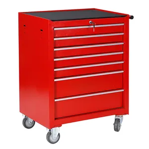 صندوق أدوات ترويجية مكون من 7 أدراج، صندوق أدوات متعدد الوظائف دوار، صندوق أدوات، صندوق أحمر