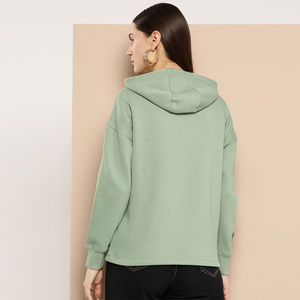 Sudadera con capucha larga con estampado de dibujos animados para mujer, Sudadera con capucha gráfica de moda, poliéster/algodón de alta calidad con bolsillo de canguro - Product Image 4